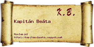 Kapitán Beáta névjegykártya